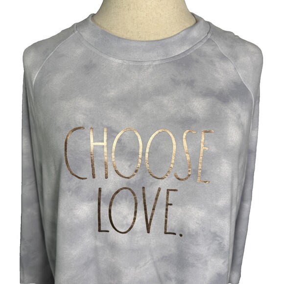 Rae Dunn Tops - Rae Dunn Women's 1X Sweatshirt "Choose Love" Gray Tie Dye Long Sleeve Pullover
